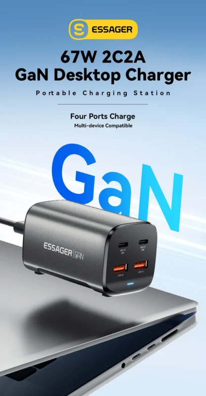 Essager 67W GaN USB C Charger Quick Charge 4.0 QC 3.0 PD USB-C Type C  Desktop Fast Charger For MacBook Samsung iPhone 15 Laptop - Image 10