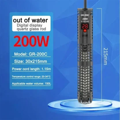 SUNSUN Fish Tank Digital Heating Rod Aquarium Submersible Heater 500W Adjustable Temperature Thermostat LCD Display Fish Farming - Image 15