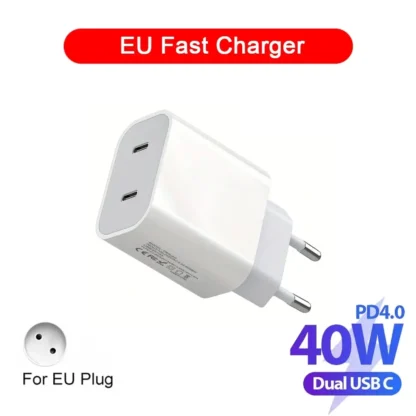 40W PD Charger Dual USB C Quick Charger QC4.0 QC3.0 PD 4.0 USB Type C Fast Charger for iPhone 15 14 13 Xiaomi Phone Wall Adapter - Image 8