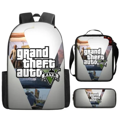 Kids GTA Student School Bookbag Set-G-Grand Theft Auto Backpack+Shoulder Bag+Pencil Case Waterproof Travel Rucksack for Boys - Image 16
