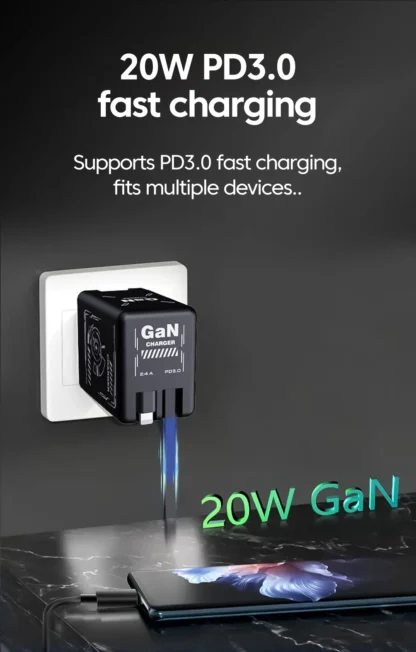 120W GaN Fast Charging Phone Charger With Type C/Lighting Retractable Cable For Iphone 16 15 Samsung Foldable pins Charger - Image 19
