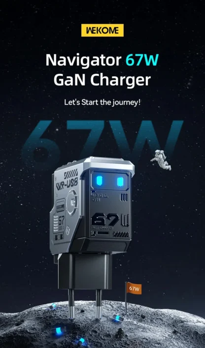 WEKOME Robot 67W GaN Fast Charger Type C Quick Charge QC4.0 PD3.0 PPS Fast USB Charger for iPhone Samsung Xiaomi Tablets Macbook - Image 17