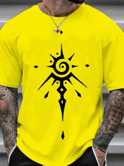 Camiseta de manga corta con cuello redondo para hombre, 100% de algodón puro, informal, holgada, con estampado creativo deportiv - Image 8