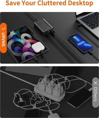96W 6-Ports Desktop USB Charging Station with 3 USB-C Ports and 3 QC3.0 Ports, PD 20W Fast Charger for iPhone 13 iPad Samsung - Image 14