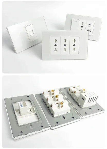 118 Wall Switch Socket with USB Type-C 20W 16A  Fast Charging Italy Chile Schuko Outlet Golden Tempered Glass Panel for Office - Image 30