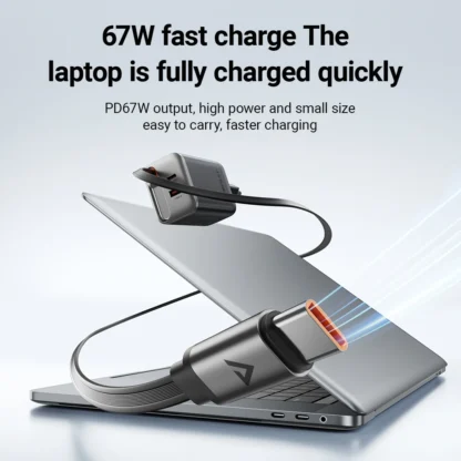 ACEFAST GaN PD67W Fast Charging EU Plug Charger For iPhone 16/15 Pro Max PD Retractable Cable Quick Charging Adapter For Samsung - Image 2