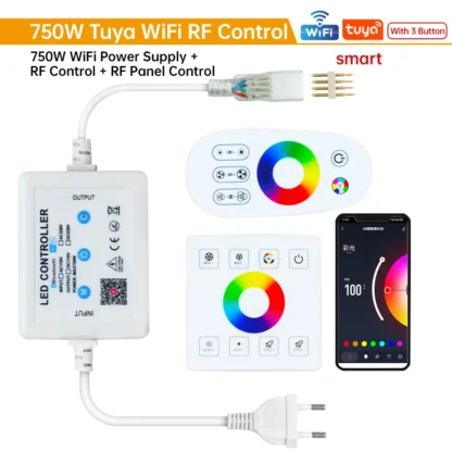 Tuya WiFi RGB Dimmer 220V 750W 1500W EU/AU/UK Power Plug RF Remote Controller for SMD2835/5050 4Pin LED Neon Strip Light - Image 11