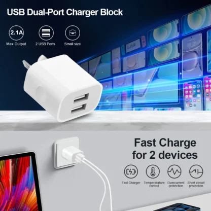 1/3/5/10pcs Universal 5V 2.1A Charger AU Plug Adapter Cell Phones Dual Port  Power Plug Standard Wall Adapter For Mobile Phone - Image 10