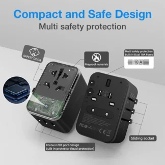 2025 All in One Universal International Travel Adapter 2 USB Port World Travel AC Power Charger Adapter AU US UK EU Converter