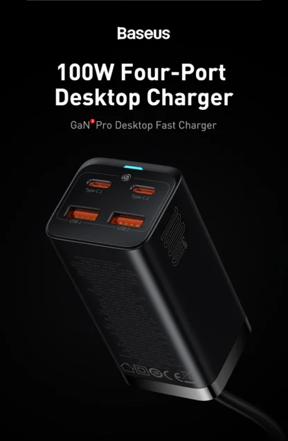 Baseus 65W/100W GaN Charger Desktop Laptop Fast Charger 4 in 1 Adapter For iPhone 15 14 13 Pro Max Phone Charger Xiaomi Samsung - Image 9