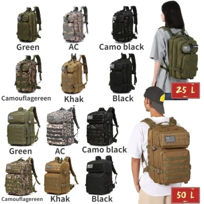 25L/50L Tactical Backpack Molle Bag Outdoor Bags Backpack for Hiking Camping Trekking Hunting Fishing GYM Bags Backpacks - Image 3