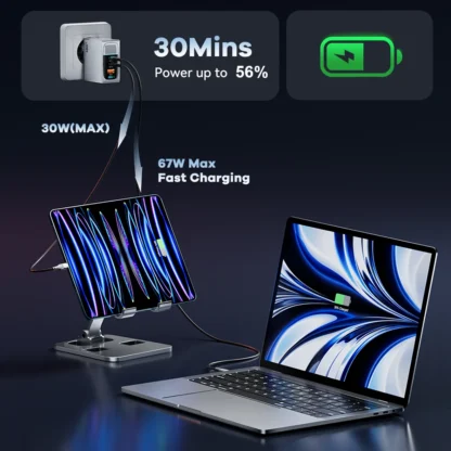 100W GaN Charger PD QC USB Fast Charger Type C Quick Charging USB C Phone Charger for iPhone 15 14 13 Pro Max Macbook Samsung - Image 3