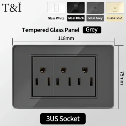 American Thai Standard 118*75mm USB Type-C 20W Fast Charging Power Outlet Smart 3A Socket Wall Light Switch Office Home Use 110V - Image 11