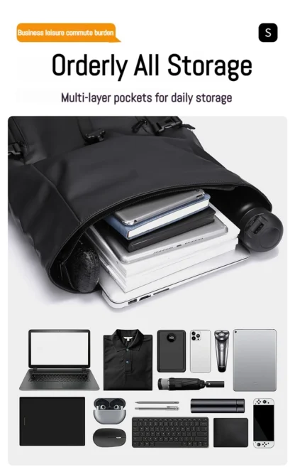 New Shoulder Bag Men's Senior Sense of Business Computer Outdoor Leisure Rolled Edge Travel Backpack Fashion Commuting - Image 12