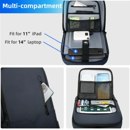 HK Slim Backpack For Men 15.6 Inch Laptop Bags Waterproof Minimalist Business Backpack With USB Charging Casual Travel Work Bag - Image 6
