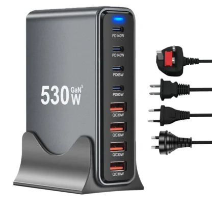 530W GaN USB Charger 8 Ports Desktop Charging Station PD3.1 QC3.0 USB Type C Fast Charge For iPhone 15 14/Samsung/Xiaomi MacBook - Image 13