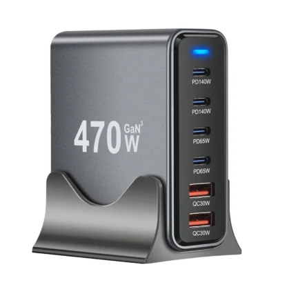 470W 6-Port GaN Desktop Charger 4C2A USB-C PD Fast Charge for Phone 16 15 Xiaomi Samsung S24 S23 Huawei Tablets & Laptops - Image 7