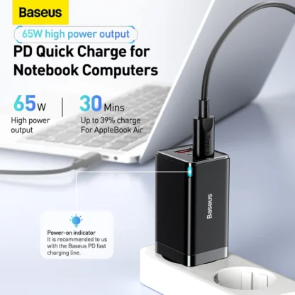 Baseus GaN 65W USB C Charger Quick Charge 4.0 3.0 QC4.0 QC PD3.0 PD USB-C Type C Fast USB Charger For iPhone 16 15 Pro MacBook - Image 2