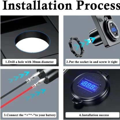 83W Laptop Car Charger Socket 12V USB Outlet 65W PD USB-C Car Charger and 18W QC3.0 USB with Power Switch Waterproof for RV Car - Image 6