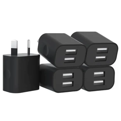 1/5Pcs Black Dual USB Power Adapter AU Plug Wall Plug 5V Charger 2-Port Aus USB Plug 5V/2.1A Adapter For iPhone Pad For Samsung,