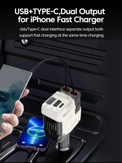 4-in-1 120W Retractable Car Charger Super Fast Charging Dual Type-C Adapter USB Cigarette Lighter For IPhone 15 Huawei Samsung - Image 17