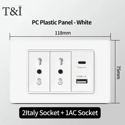 118 PC plastic panelBrazil Mexico Universal USB Type-C 20W Fast Charging Wall Outlet Plug PC Panel Electric Light Switch Office - Image 16