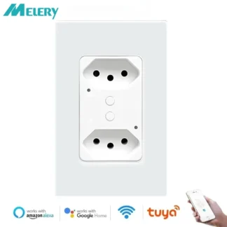 Melery Brazil WiFi Smart Life Wall Socket USB Tuya Electrical Plug Outlet PC/Glass Panel Whole House by Alexa Google Home