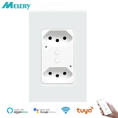 Melery Brazil WiFi Smart Life Wall Socket USB Tuya Electrical Plug Outlet PC/Glass Panel Whole House by Alexa Google Home