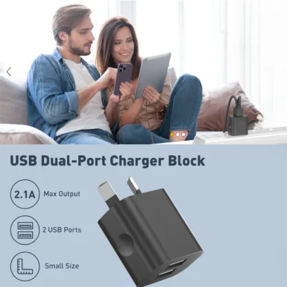 1/5Pcs Black Dual USB Power Adapter AU Plug Wall Plug 5V Charger 2-Port Aus USB Plug 5V/2.1A Adapter For iPhone Pad For Samsung, - Image 16