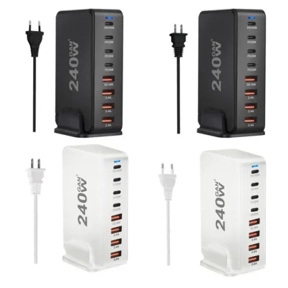 240W Desktop Charging Station  4 USB Type C USB Type A Charger 8 Ports For iPhone15 PD Fast Charger For Laptop Tablet - Image 5