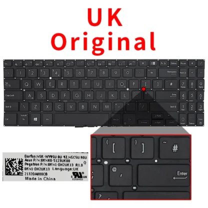 US UK Russian Keyboard For ASUS ExpertBook B1 B1500 B1500C P1450 P1450CBA BW450 PX555C B1500CEA 0KNX0-5622LA00 5123UI00 - Image 8