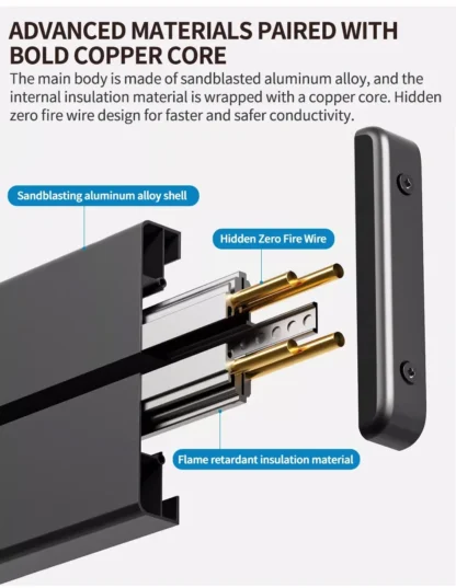 EU Wall power rail socket, kitchen aluminum expansion socket 40cm 50cm, built-in socket on countertop - Image 21