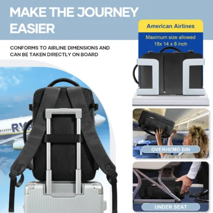 Ryanair 40x20x25 Luggage Cabin Bag, 40x30x20 Bag Men Women 15.6inch Laptop Bag Business  Travel Backpack，College School Backapck - Image 5