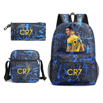 Ronaldo CR7 Backpack Boys Mens Rucksack Shoulder Bag for School 3 Pieces Pencil Bag for Fans Gift - Image 4