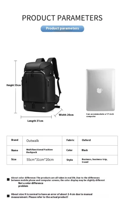 New large capacity backpack for sports travel, dry and wet separation, lightweight multi pocket backpack for business trips, com - Image 15