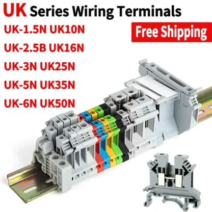 High Quality UK Terminals Screw Clamp Connector for Wiring,Brass DIN Rail Connector, UK1.5N/2.5B/3N/5N/6N/10N/16N/25N/35N/50N - Image 6