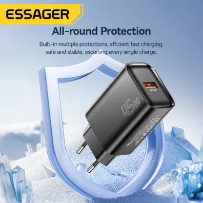 Essager 45W USB A Charger Flash Charge QC3.0 FCP SCP Fast Charging for Samsung Huawei Xiaomi iPad MakBook Tablet Phone Charger - Image 5