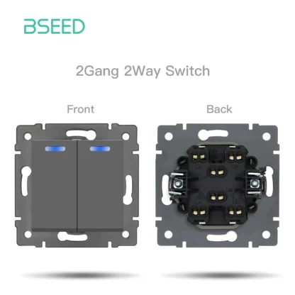 BSEED 1/2Gang 1/2Way Wall Button Switch Part Wall EU Socket Module Part Glass Frame Only Switch Socket DIY Function Part - Image 12