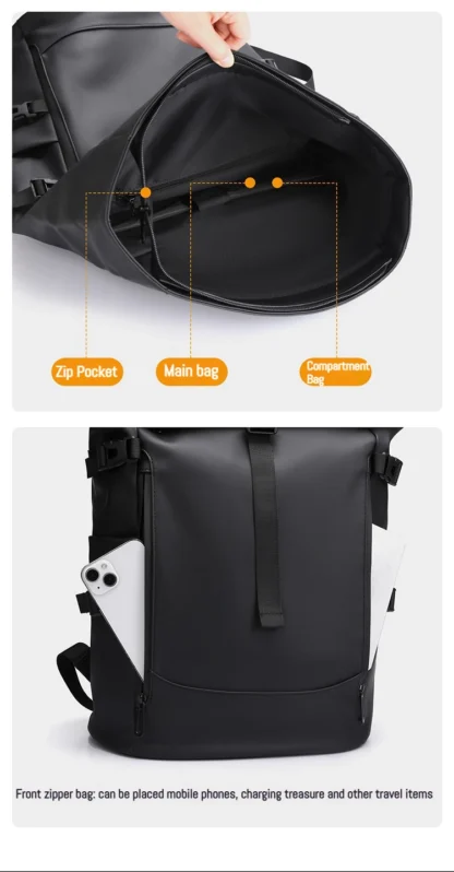 New Shoulder Bag Men's Senior Sense of Business Computer Outdoor Leisure Rolled Edge Travel Backpack Fashion Commuting - Image 13