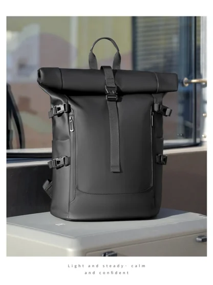 New Shoulder Bag Men's Senior Sense of Business Computer Outdoor Leisure Rolled Edge Travel Backpack Fashion Commuting - Image 18