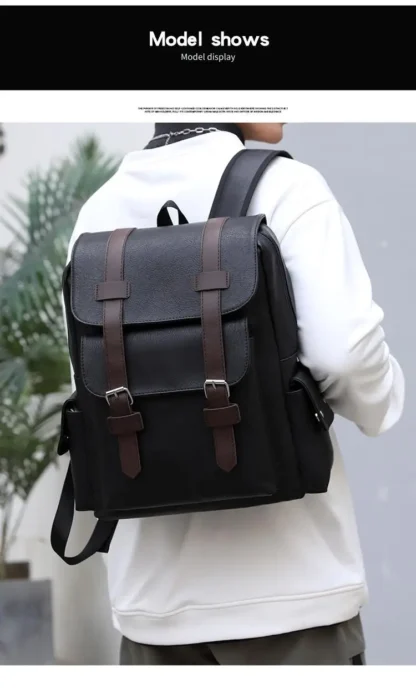 Large Capacity Soft PU Leather Backpack for Casual Business Travel - Image 18