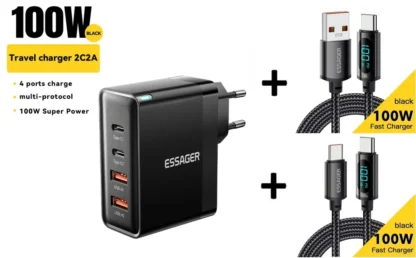Essager 100W GaN USB Type C Caricabatterie PD QC Quick Charge 4.0 3.0 Type C Ricarica Rapida Per iPhone 16 15 14 Xiaomi Macbook - Image 7