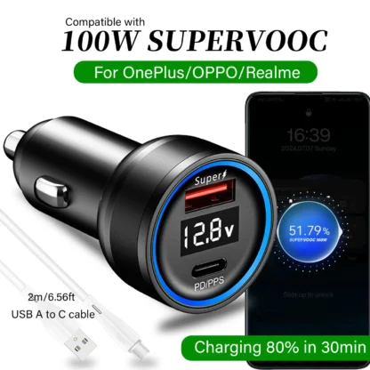 For Oneplus car charger 80W,SuperVooc car charger for OPPO,for realme car adapter superdart,for oneplus 12 10T auto charger warp - Image 7
