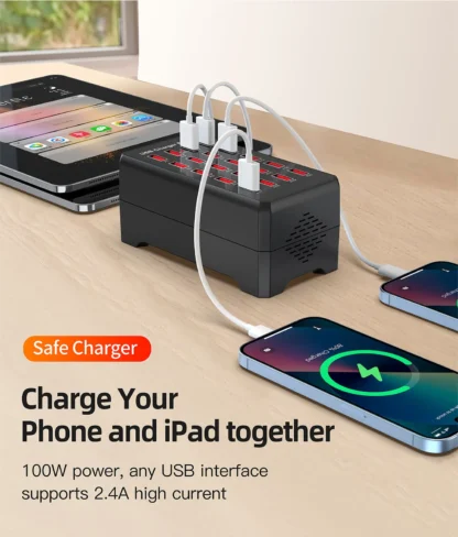 USB Charging Station 150W 30-Port Multi Device Charger Fast Charging Station for Multiple Devices Phone Watch Pad Speakers - Image 16