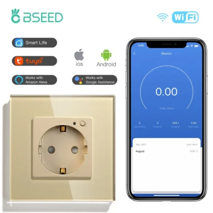 BSEED Wall Socket Wifi EU Standard 86*86mm Smart Power Monitor Sockets WIFI Socket Google Alexa APP Control - Image 12