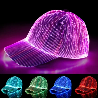 Fashion LED Light Fiber Optic Glowing Baseball Cap Bar Dance Glowing Hip Hop Couples Outdoor Wear Performance Props