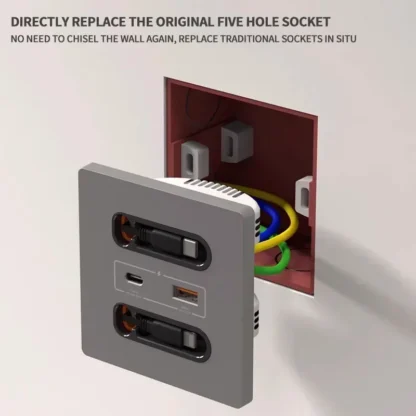 ​​Space-Saving Wall Socket with 80CM Retractable USB Cable | 20W Fast Charge for iPhone 15 Pro/Android Phones​ - Image 5