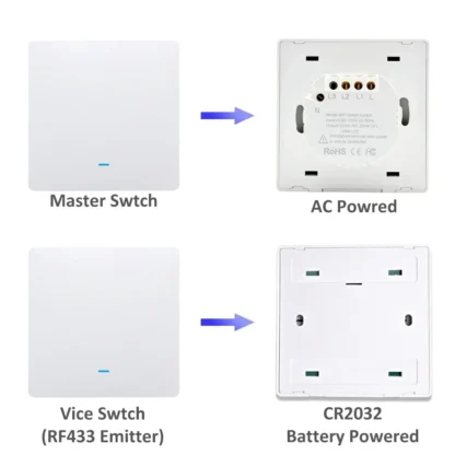 Tuya Smart Life WiFi 433mhz Wireless Push Button Wall Switch Google Home Light On Off 220V RF433 Remote Control EU UK Two 3 Way - Image 5