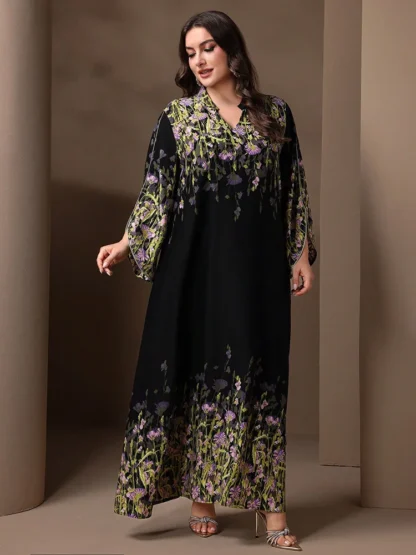 TOLEEN Fashionable And Elegant Long Sleeve A-line Casual Printed Party Arabic Clothing 2024 New Summer Plus Size Women Eid Dress - Image 5