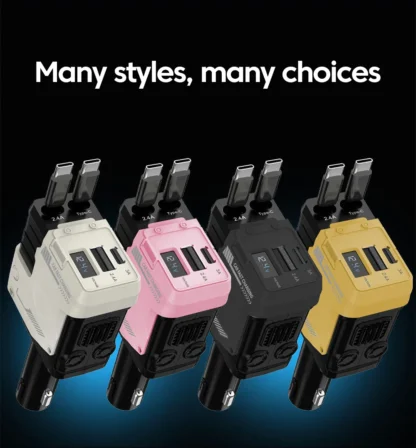 4-in-1 120W Retractable Car Charger Super Fast Charging Dual Type-C Adapter USB Cigarette Lighter For IPhone 15 Huawei Samsung - Image 15